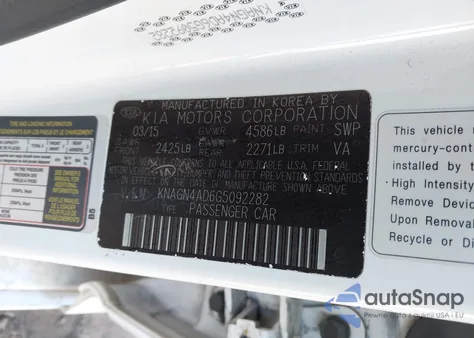 2016 Kia Optima Hybrid Ex z USA, uszkodzony, nr VIN KNAGN4AD6G5092282